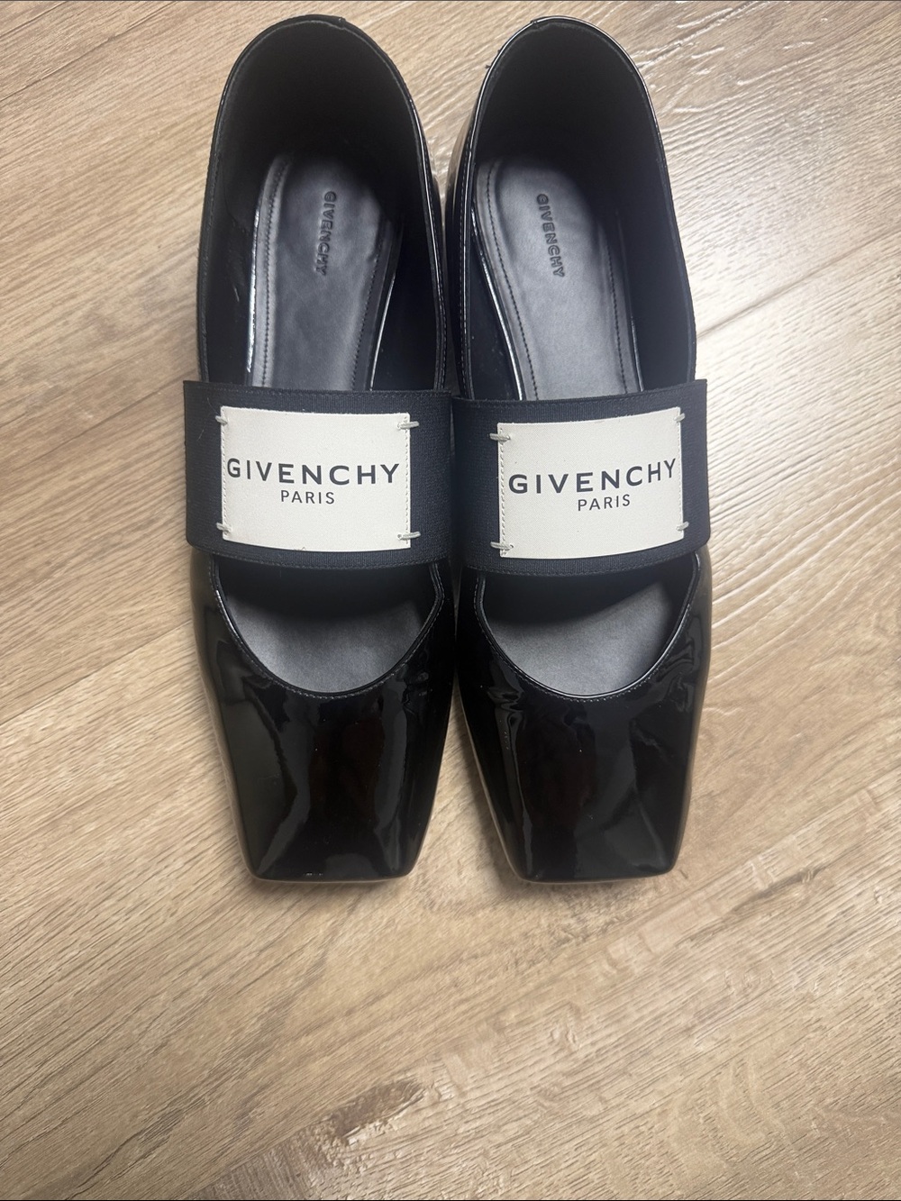 Givenchy Black Patent Leather Logo Strap Loafers